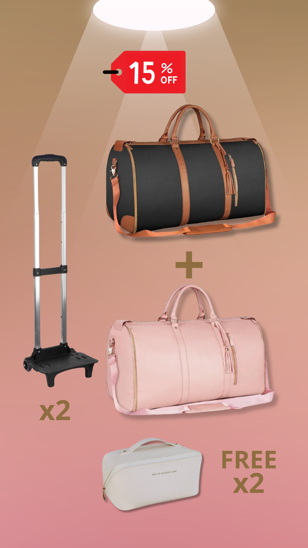 Brown & Pink with Trolley Double