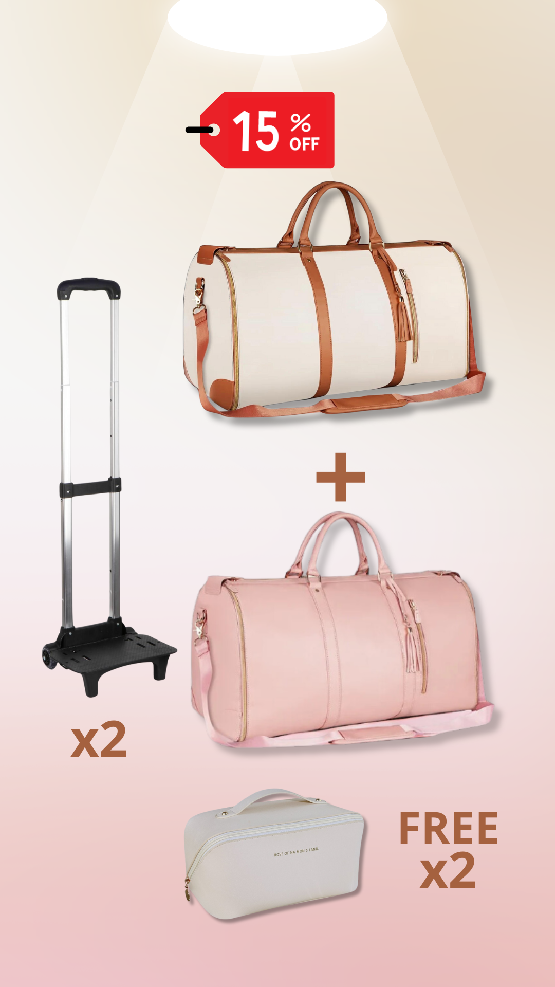 White & Pink with Trolley Double