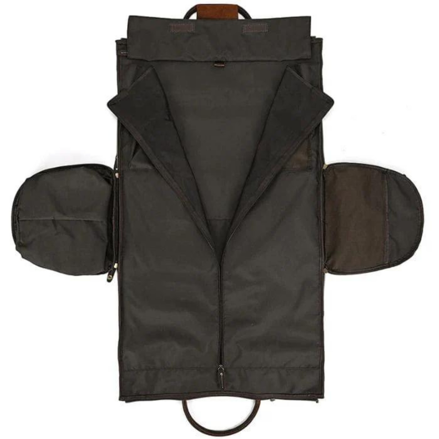 borsa da uomo marrone in pelle, porta abiti