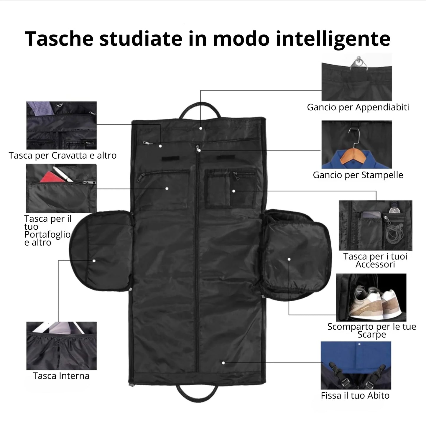 SmarTravel™ Nero Chiaro con Trolley