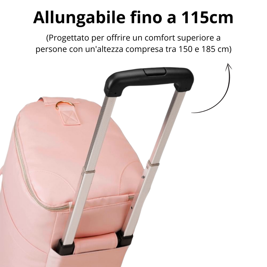 Trolley della borsa rosa allungabile fino a 115 cm per una maggiore comodità