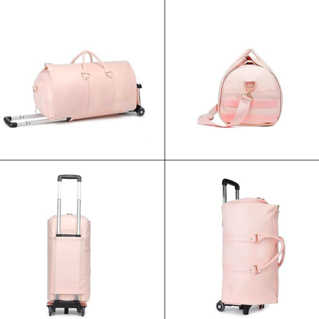 borsa trolley rosa in pelle