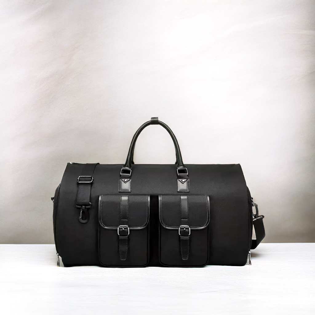 Borsa uomo da viaggio nera elegante e capiente, compatibile con il bagaglio a mano per aereo