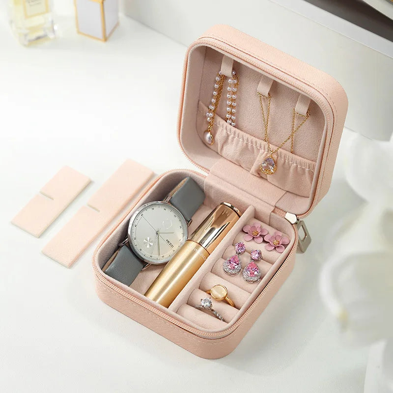 Organizer porta gioielli rosa con divisori regolabili per una perfetta organizzazione